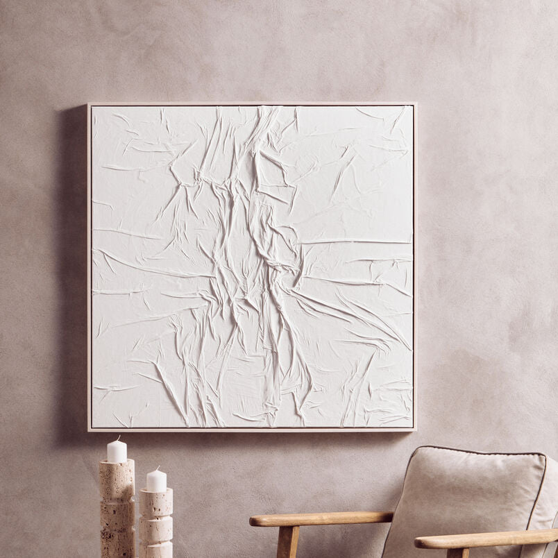 White Hand Painted Sculptural Fabric Wall Art | Astratto