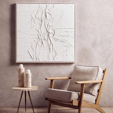 White Hand Painted Sculptural Fabric Wall Art | Astratto
