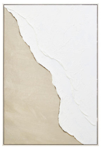 Canvas Natural and White Textured Plaster Wall Art | Astratto