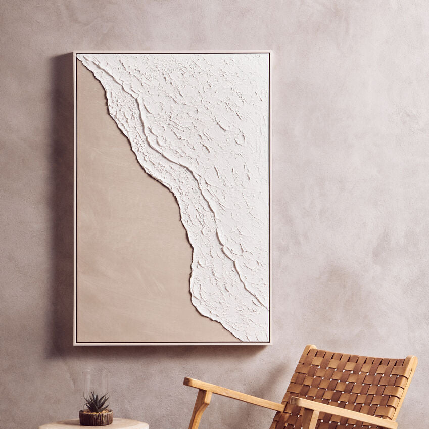 Canvas Natural and White Textured Plaster Wall Art | Astratto