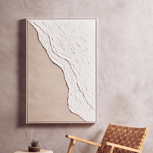 Canvas Natural and White Textured Plaster Wall Art | Astratto