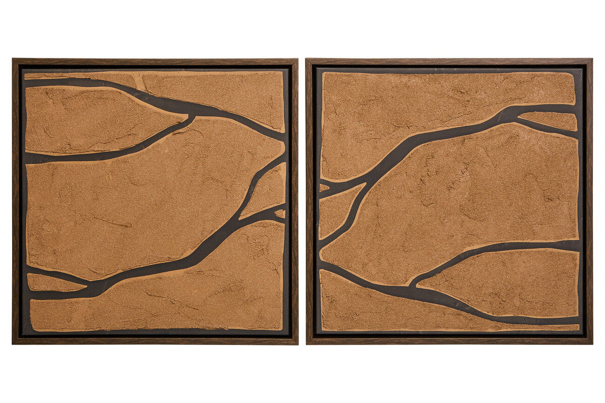 Set of 2 Brown and Black Textured Wall Art | Astratto
