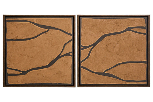 Set of 2 Brown and Black Textured Wall Art | Astratto