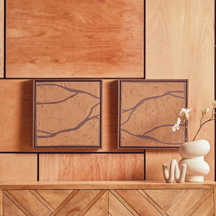 Set of 2 Brown and Black Textured Wall Art | Astratto