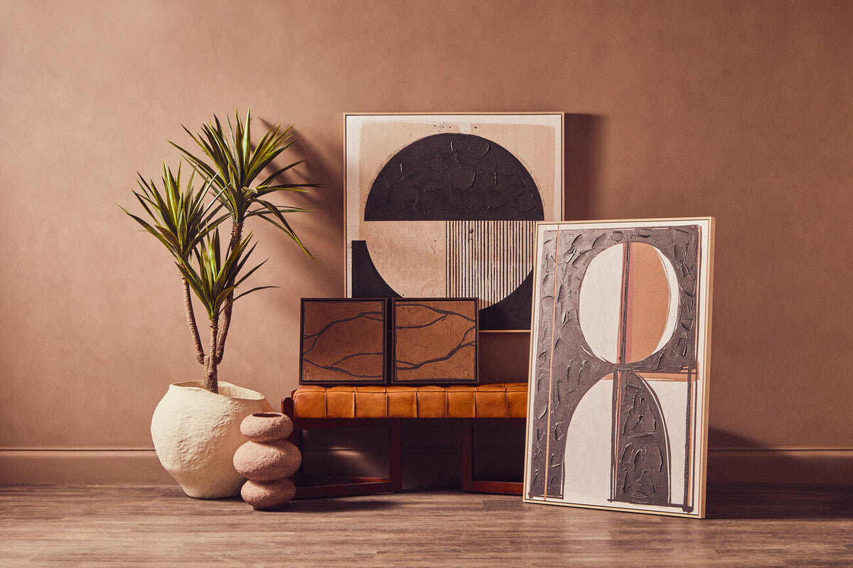 Set of 2 Brown and Black Textured Wall Art | Astratto