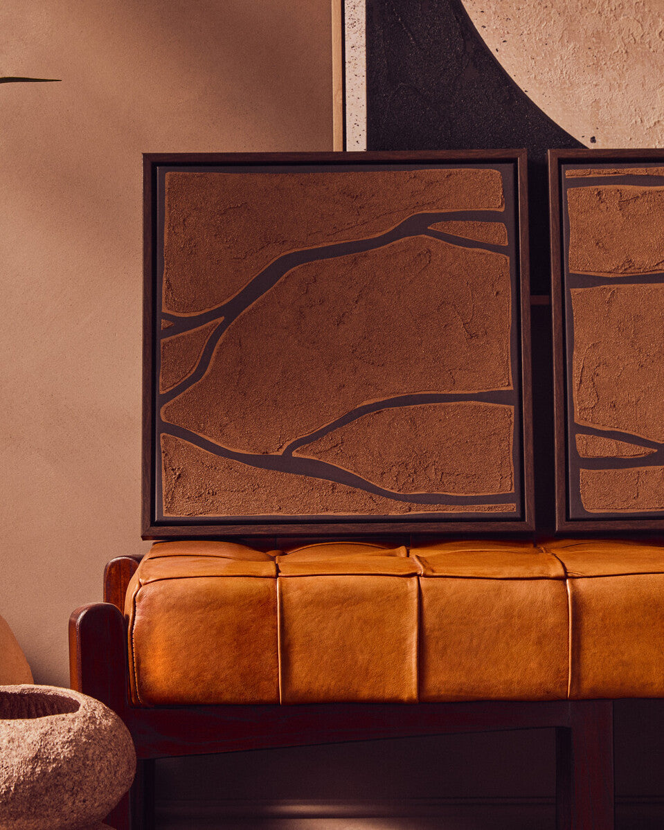 Set of 2 Brown and Black Textured Wall Art | Astratto