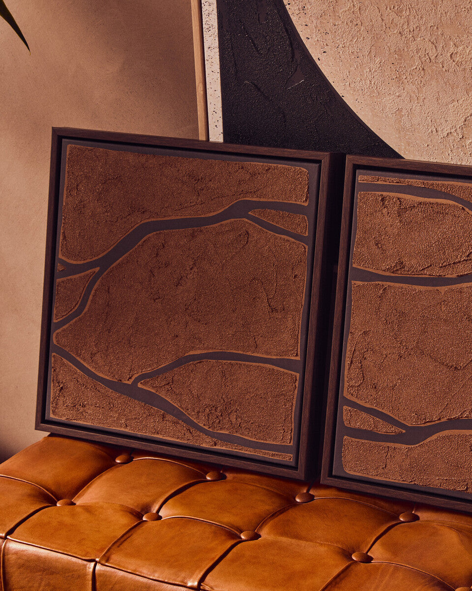 Set of 2 Brown and Black Textured Wall Art | Astratto