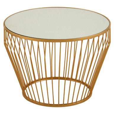 Avantis Gold Finish Round Side Table with Tapered Design