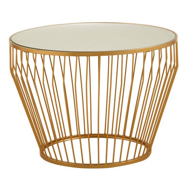 Avantis Gold Finish Round Side Table with Tapered Design