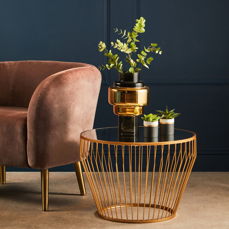 Avantis Gold Finish Round Side Table with Tapered Design