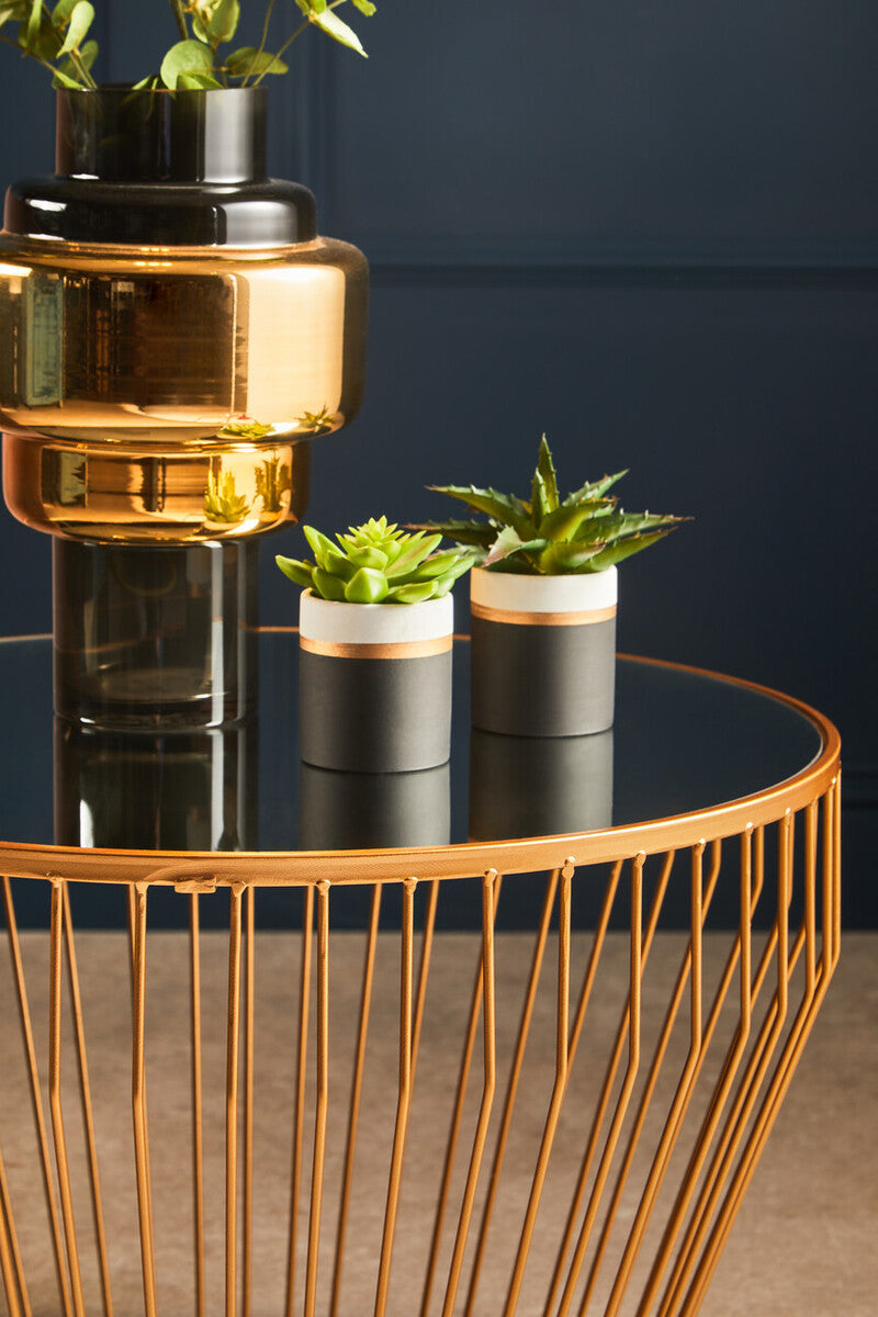 Avantis Gold Finish Round Side Table with Tapered Design