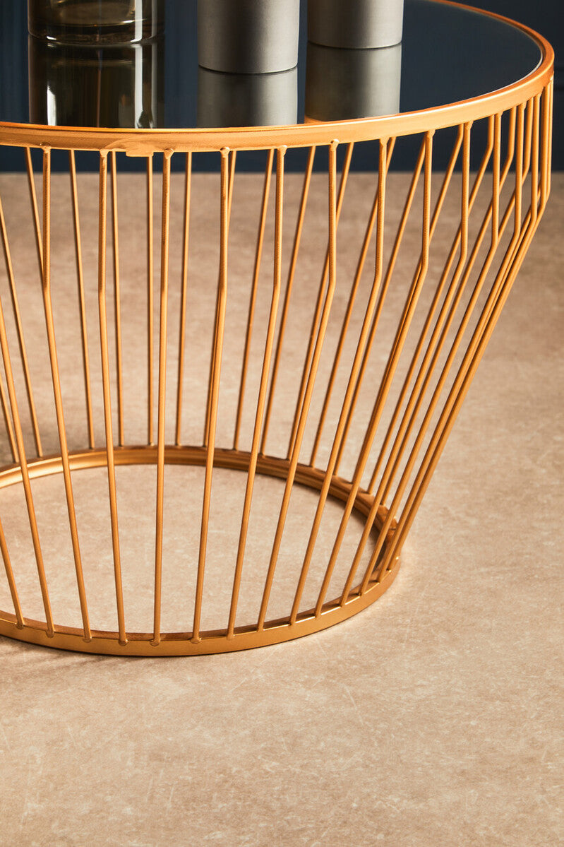 Avantis Gold Finish Round Side Table with Tapered Design