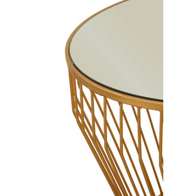 Avantis Gold Finish Round Side Table with Tapered Design