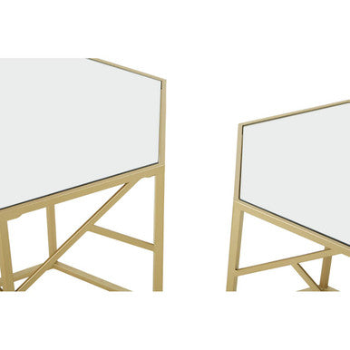 Avantis Champagne Finish Set of 2 Hexagonal Side Tables