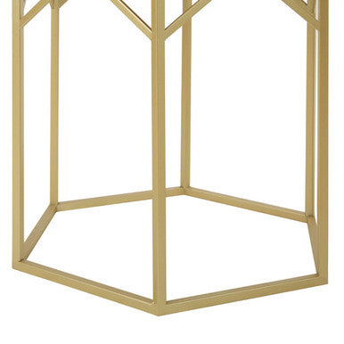 Avantis Champagne Finish Set of 2 Hexagonal Side Tables