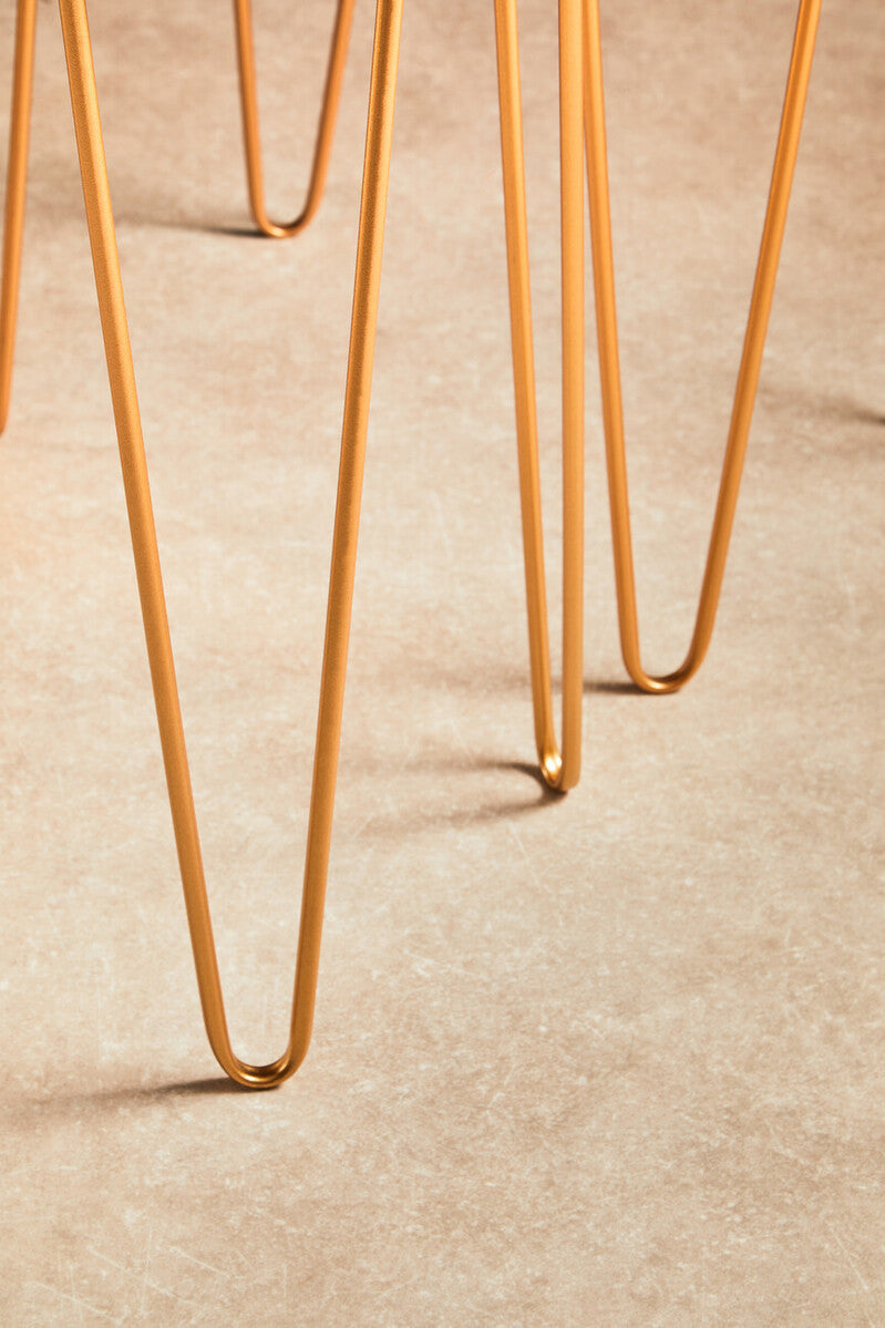 Avantis Gold Finish Set of 2 Rectangular Side Tables with Hairpin Legs
