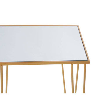 Avantis Gold Finish Set of 2 Rectangular Side Tables with Hairpin Legs