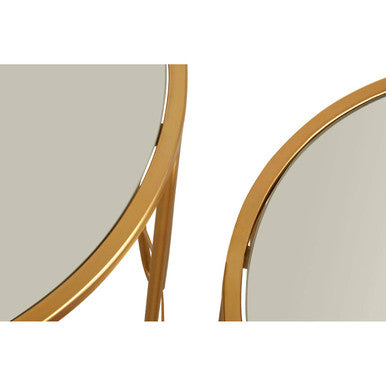 Avantis Gold Finish Set of 2 Round Side Tables with Hairpin Legs