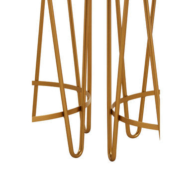 Avantis Gold Finish Set of 2 Round Side Tables with Hairpin Legs