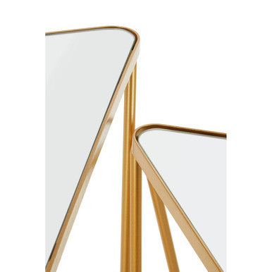 Avantis Gold Finish Set of 2 Triangular Side Tables