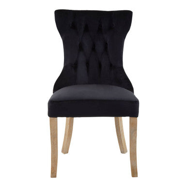 Kensington Townhouse Black Velvet Hourglass Back Dining Chair