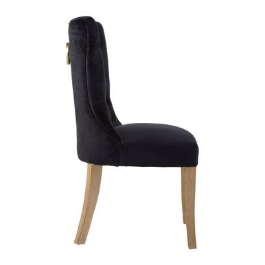 Kensington Townhouse Black Velvet Hourglass Back Dining Chair