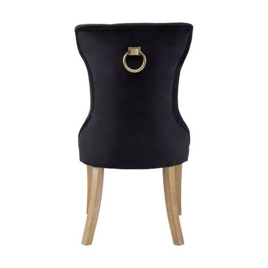 Kensington Townhouse Black Velvet Hourglass Back Dining Chair