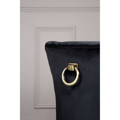 Kensington Townhouse Black Velvet Hourglass Back Dining Chair