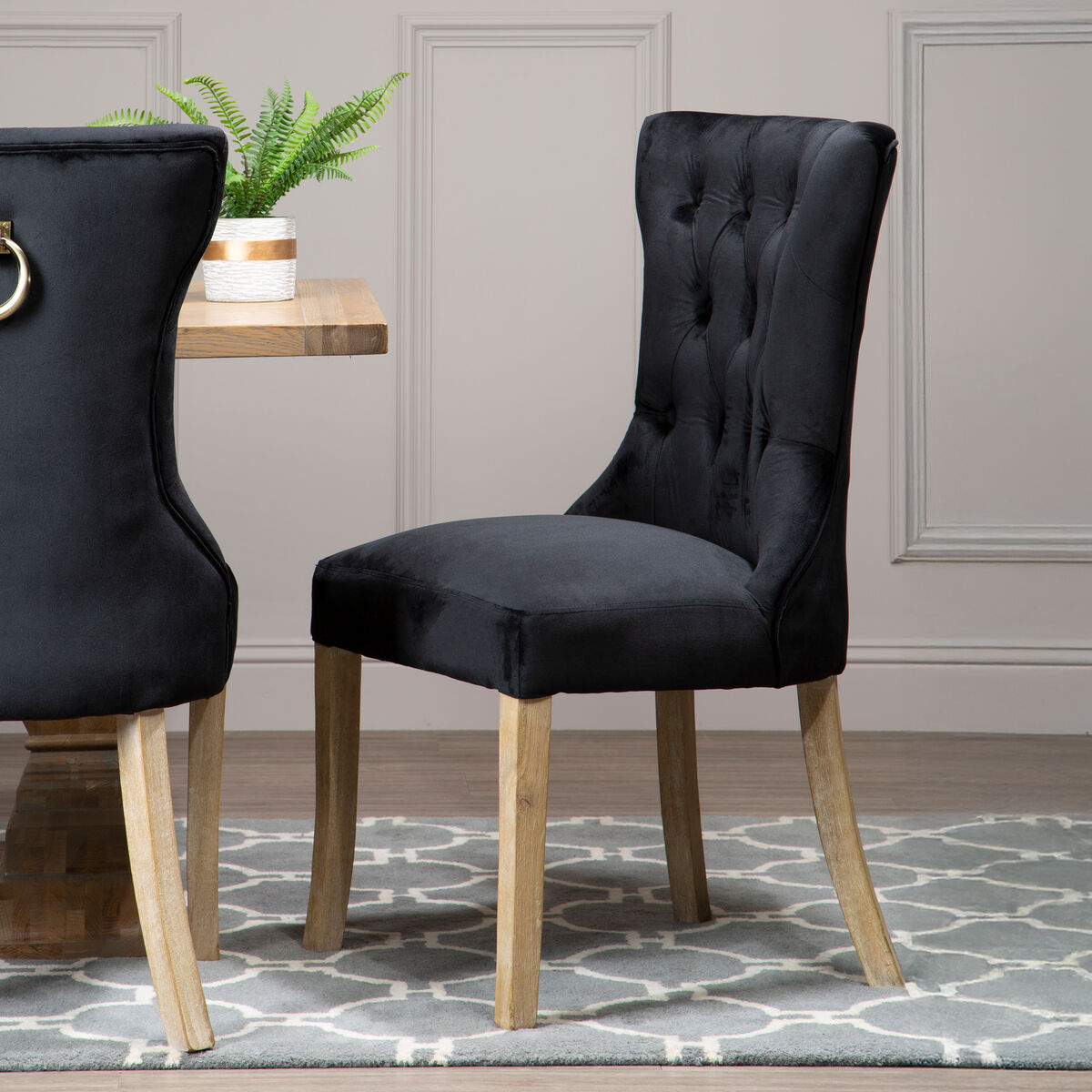 Kensington Townhouse Black Velvet Hourglass Back Dining Chair