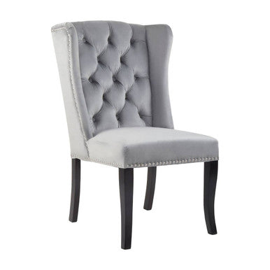Townhouse Grey Velvet Winged Back Dining Chair