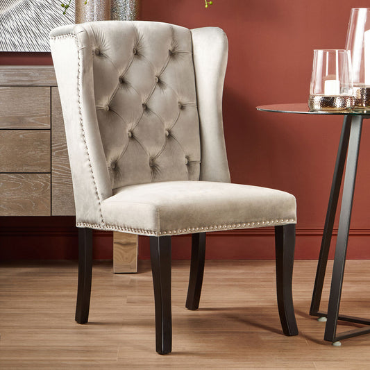 Townhouse Grey Velvet Winged Back Dining Chair