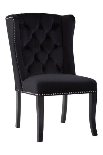 Townhouse Black Velvet Winged Back Dining Chair