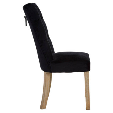 Kensington Townhouse Black Velvet Button Tufted Dining Chair