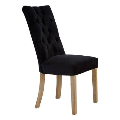 Kensington Townhouse Black Velvet Button Tufted Dining Chair