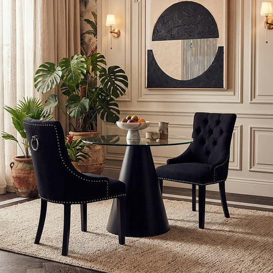 Townhouse Black Linen Dining Chair