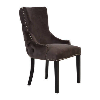 Townhouse Grey Velvet Button Tufted Back Dining Chair