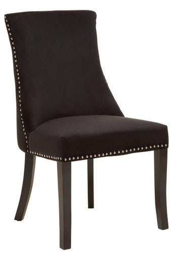 Townhouse Black Velvet Stud Detail Dining Chair
