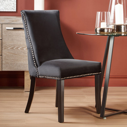 Townhouse Black Velvet Stud Detail Dining Chair