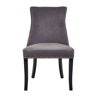 Townhouse Dark Grey Velvet Stud Detail Dining Chair