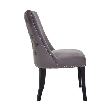 Townhouse Dark Grey Velvet Stud Detail Dining Chair