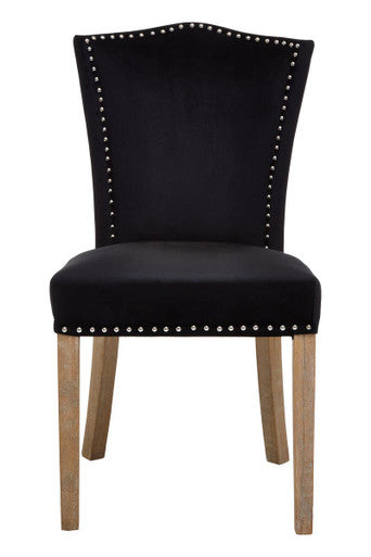 Townhouse Black Velvet Curved Back Dining Chair