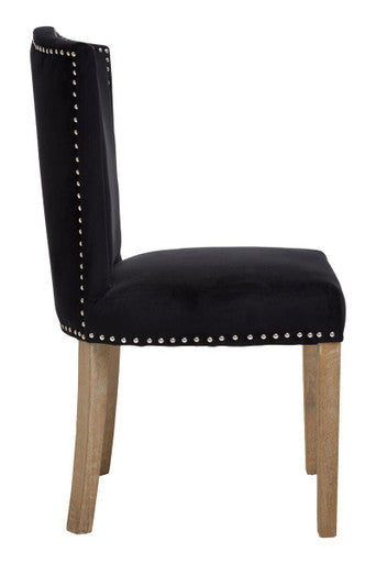 Townhouse Black Velvet Curved Back Dining Chair