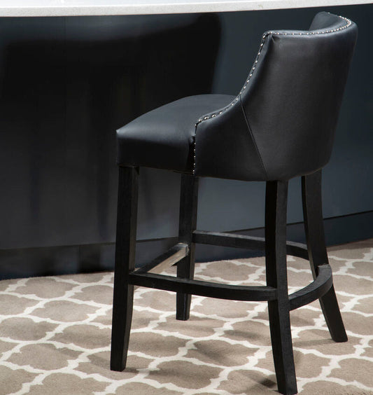 Kensington Townhouse Black Leather Effect Bar Chair