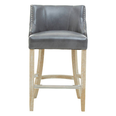 Kensington Townhouse Grey Leather Effect Bar Chair