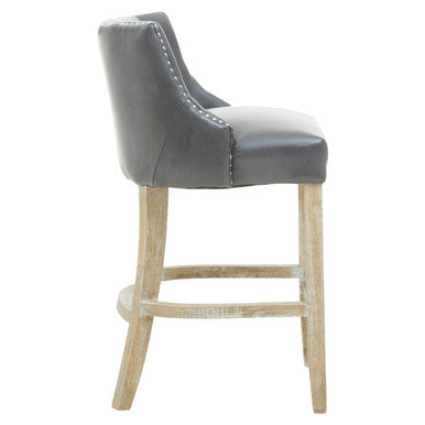 Kensington Townhouse Grey Leather Effect Bar Chair