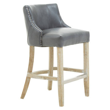 Kensington Townhouse Grey Leather Effect Bar Chair