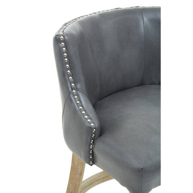 Kensington Townhouse Grey Leather Effect Bar Chair