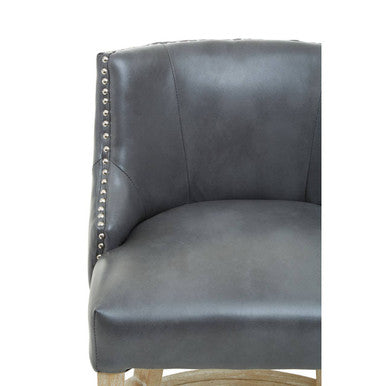 Kensington Townhouse Grey Leather Effect Bar Chair