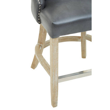 Kensington Townhouse Grey Leather Effect Bar Chair