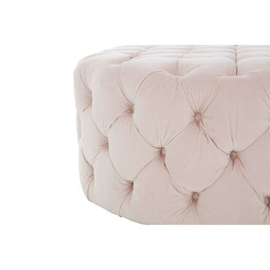 Suri Pale Pink Velvet Tufted Round Ottoman Stool
